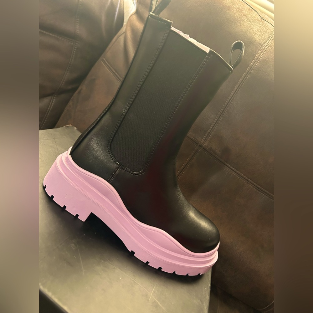 Lavender & Black Platform Booties, NEW, Size 9